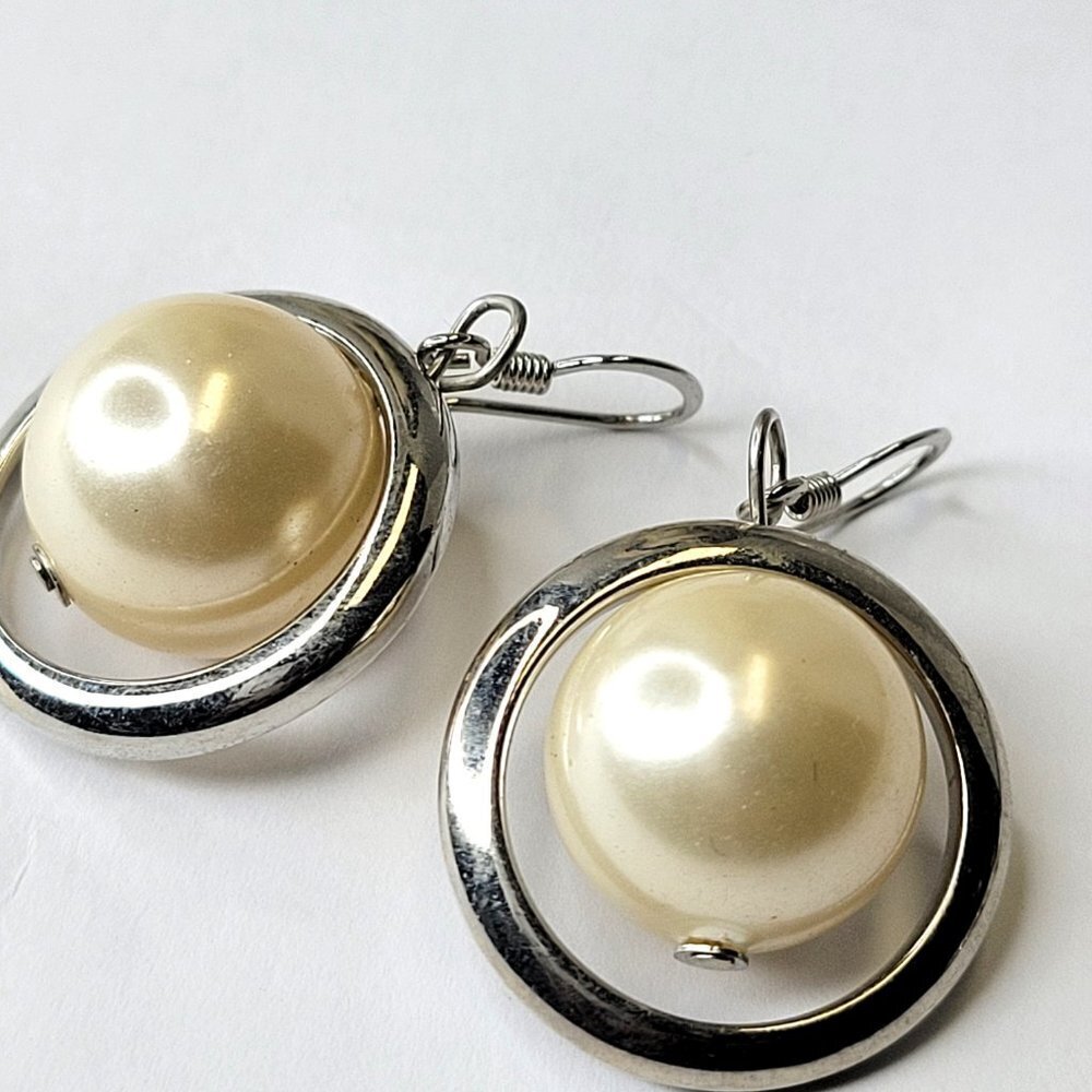 Faux Pearl Dangle Earrings